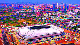 Aerial Shot of Shanghai Pudong Football Stadium
