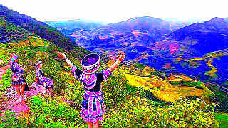 Vietnam Mountains – Hmong Girls in Traditional Costumes