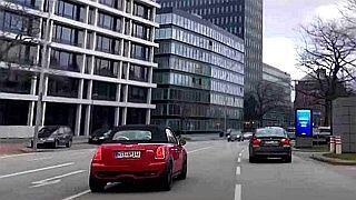 Car Driving through Hamburg City Center