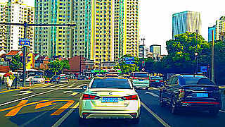 Driving in Shanghai on a Sunny Day