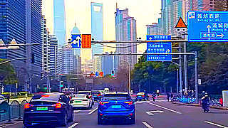 Driving in Shanghai from Puming Road to Hujiamuqiao Road