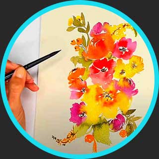 8 Watercolor Florals Paint with Relaxing Music