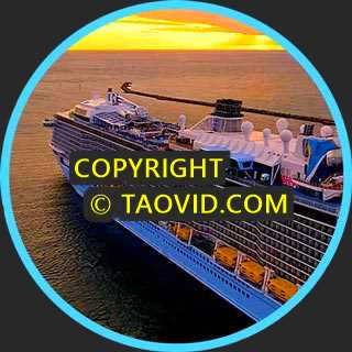 Cruise Ship Departing at Sunset – Aerial View